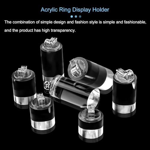 7 Pack Acrylic Ring Display Holder Clear Cylinder Jewelry Stand for Wedding Engagement Rings Organizer Sturdy Solid Showcase
