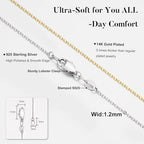 IEFWELL 14K-Real-Gold-Plated S925 Sterling Silver Chain Necklace for Women, 1.2/0.8mm Satellite Bead Cable Box Chains Set Hypoallergenic Sturdy Women's Chain Necklace, 16/18/20/22 Inch Jewelry Gifts - color: Cable Chain, size: 20 Inch