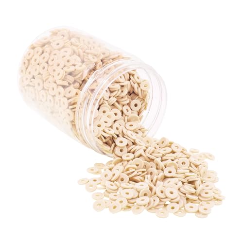 Mandala Crafts Champagne Heishi Beads 6mm – 3000 Flat Polymer Disc Clay Beads for Adult Jewelry Making Spacer Beads, Bracelets, Necklaces, and Earrings - color: Champagne, size: 6mm 3000 PCs