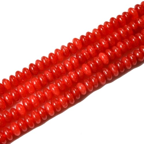 2x4mm 150pcs Natural Red Jade Rondelle Stone Beads Semi-Precious Disk Loose Gemstones Bead for DIY Jewelry Making - color: Red Jade