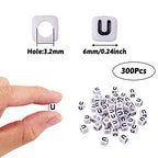 FASHEWELRY 300Pcs Cube White Acrylic Letter Beads 6x6mm Letter U Alphabet Beads for DIY Bracelet Necklace Jewelry Making - color: Letter U, size: 6x6x6mm
