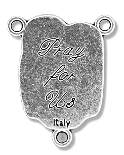 Gifts Catholic Inc. Pack of 10 - Holy Family Centerpieces for Rosary - 1" Silver Oxidized Bulk Rosary Making Supplies - Made in Italy