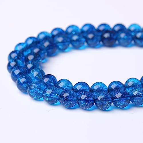 90pcs 4mm Natural Blue Crystal Crackle Quartz Stone Round Loose Beads for Jewelry Making DIY Bracelets Necklaces Energy Healing Stone Beads 15" (4mm, Blue Crackle Quartz) - color: Blue Crackle Quartz, size: 4mm