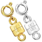 925 Sterling Silver Magnetic Necklace Clasps and Closures,Mini Bracelets Clasp Converter Gold and Silver Chain Extender for Jewelry Making Supplies - color: 2Pcs Gold & Silver