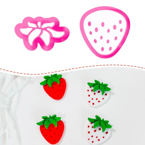 Xaekicr 2 Pcs Strawberry Polymer Clay Cutters Set – Cute Heart Clay Cutters & Texture Molds for Earrings Making, Clay Tools for DIY Polymer Clay Jewelry - color: G color