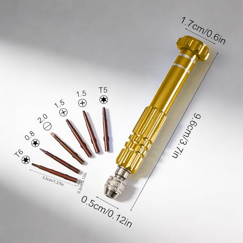 5-in-1 Multifunctional Small Screwdriver, Precision Set with 5 Micro Bits, Mini Repair Magnetic Screwdriver Kit for Eyeglass Sunglasses Electronics Cellphone Jewelry, Golden - color: Golden