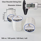 LUSTEMBER 0.8 mm Stretchy Bracelet String, 3 Rolls Durable Elastic String, Clear Bead Cord for Bracelets, Necklaces, Beading, and Jewelry Making (300 m) - size: 0.8mm
