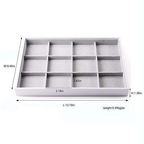Oirlv Hand Made Velvet Stackable Jewelry Trays Rings Earrings Bracelet organizer Storage Tray (12 Grids) - size: 12 Grids Multi