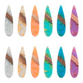 Beadthoven Transparent Teardrop Big Pendants for Jewelry Making, 12Pcs/6 Pairs Resin Wood Charms Glittery Crystal Pendants for Women Wood Earrings Necklace Bookmarks Making DIY Crafts Supplies - color: Colorful Drop Glittery