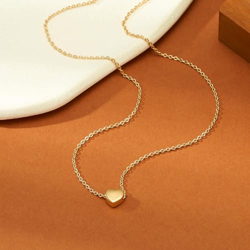 Valloey Rover Gold Necklace for Women 14K Gold Plated Circle Cubic Zirconia Pendant Necklace Dainty Twist Rope Chain Necklace Simple Jewelry Gift for Women - style: Gold-Heart