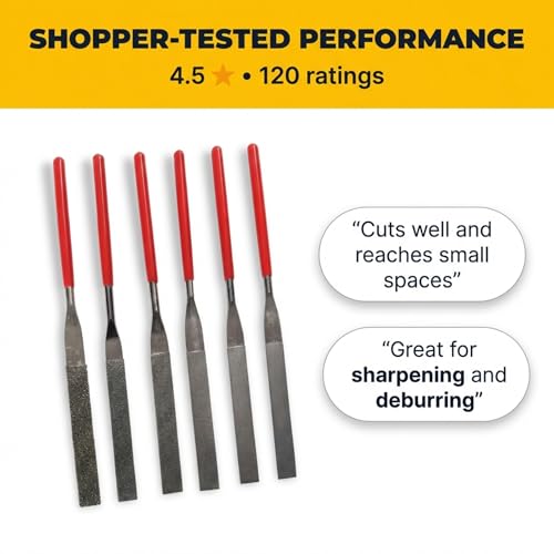 Drilax 6-Pc Diamond File Set, Flat Hand Files (40–600 Grit) Heavy-Duty Diamond Sharpening & Finishing Tools for Glass, Jewelry, Stone, Metal Precision Craft Files for DIY, Workshop & Professional Use