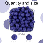 MAIBAOTA 120 Pcs Blue Beads for Bracelets 15 mm Navy Blue Beads for Keychain/Pens/Bracelet/Necklace Making Focal Beads Loose Rubber Round Silicone Beads Bulk for Craft Making（with Boxed Kits） - color: Navy Blue
