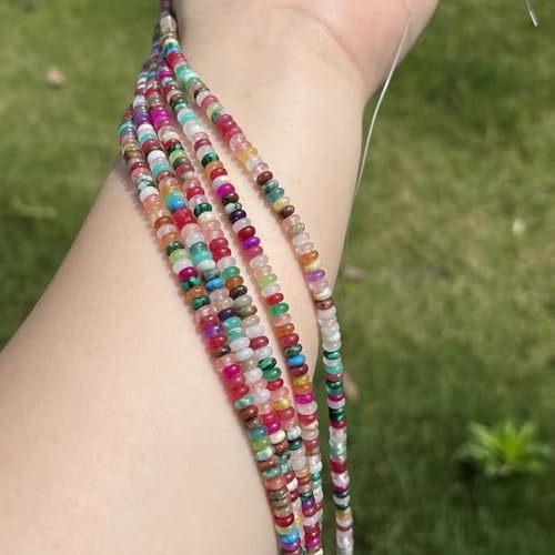 Natural Mulitcolor Rondelle Beads Natural Stone Disk Beads Loose Gemstone Spacer Bead for DIY Bracelet Necklace Jewelry Making（4 * 2mm 1 Strand 150pcs Mix01） - color: Mix01