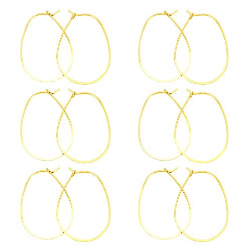 YAKRUNA 12PCS Large Oval Geometric Earring Hooks, 14k Genuine Gold Plated, Hypoallergenic, DIY Dangle Earrings - color: gold earring 4