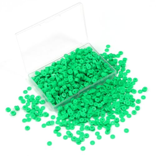 Green Polymer Clay Beads, 6mm Heishi Bead for Jewelry Bracelets Necklace Making 1000PCS - color: Green