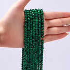 Natural Faceted Malachite Cube Stone Beads 5-5.5mm 60pcs/str Loose Square Semi Gemstone Stone Beads for Making Bracelets Necklace Earrings - color: Malachite