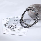 NCB 2.3-Piece 4mm Natural Crystal Gemstone Stretch Bracelets – Handmade Reiki Energy Healing Jewelry for Meditation,Yoga, Unisex - color: 2PCS ( Black Larvikite+Map Jasper ), size: 4mm