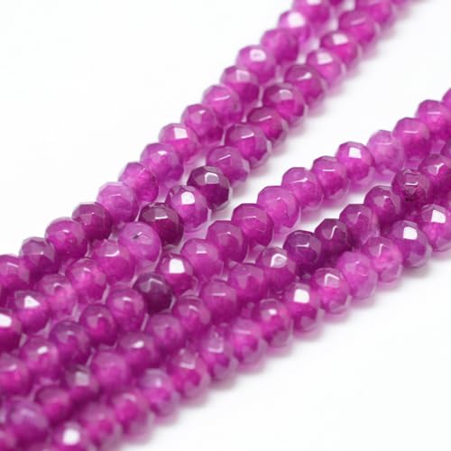 Perlin Agate & Jasper Gemstone Strand Beads 4 mm Rondelle 110 Pieces Jewellery Beads Semi-Precious Stone for Jewellery Necklace Bracelet Earrings (Violet) - color: Purple