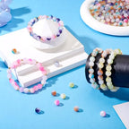 630 Pcs Frosted Glass Beads Bulk 8mm Sea Glass Beads Crackle Glass Bead with Glitter Powder Baking Painted Round Crystal Bead for Jewelry Making Bracelet Necklace Earring Crafts Accessories - size: 8mm