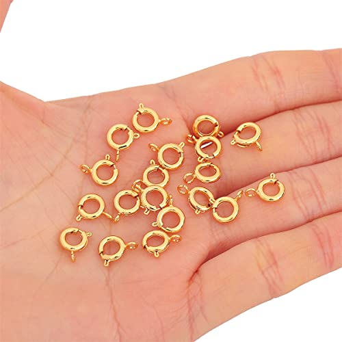 BEADIA 18K Gold Plated Spring Clasps Non Tarnish 7mm 20pcs for Jewelry Making Findings - color: Spring Clasps Gold, size: 7mm