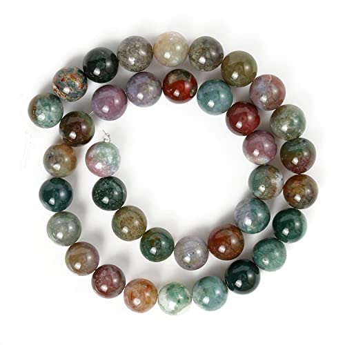 45pcs 8mm Indian Agate Beads Natural Gemstone Beads Round Loose Beads for Jewelry Making - color: Indian Agate, size: 8mm
