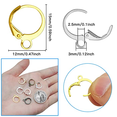 210Pcs Round Leverback Earring Hooks Hypoallergenic French Earring Hooks Round French Ear Wire with Open Loop Hook for DIY Earrings Designs Jewelry Making Findings(7 Colors)