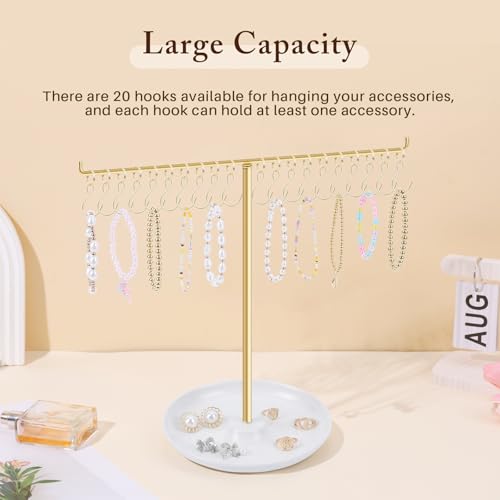 OAOLEER Bracelet Holder Display, Gold Jewelry Holder with 20 Movable Hooks Bracelet Stand Organizer, Jewelry Display Stand for Necklaces Bangles - size: 1 Tier-Gold