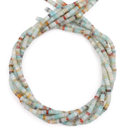 152pcs 4x2mm Natural Amazonite Heishi Disc Rondelle Spacer Stone Semi Precious Gemstone Loose Beads for Jewelry Making 15 Inch - color: Amazonite, size: 4x2mm