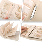 Travel Jewelry Organizer Case Jewelry Storage Book Ring Binder with Clear Zipper Velvet Portable Organizer Bag Jewelry Pouches Bags for Necklaces Earrings Rings Bracelets