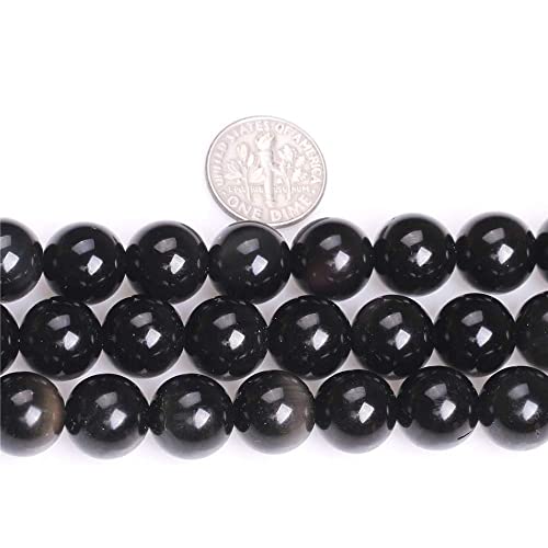 12mm Natural Black Obsidian Beads Round Gemstone Loose Beads for Jewelry Making 15"(31-32pcs/strand) - color: Black Obsidian, size: 12mm