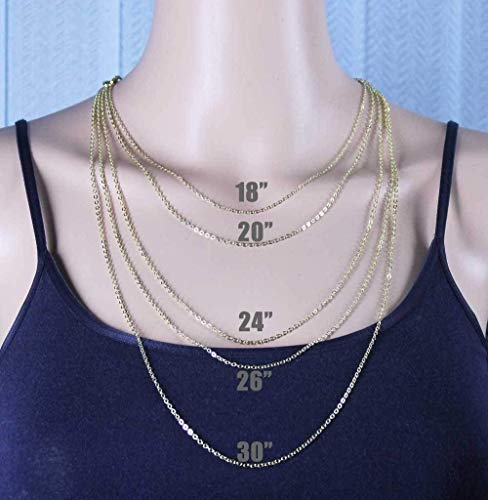 Wholesale 12 PCS Gold Plated Solid Brass Flat Cable Chain Finished Necklace Chains Bulk for Jewelry Making (26 Inch(2 MM)) - color: Gold, size: 26 inch-0.079 inch