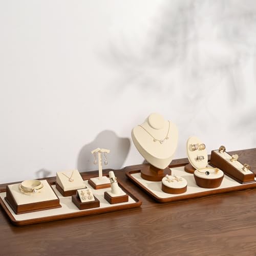 Oirlv Solid Wood Jewelry Display Stand Square Ring Earrings Bracelet Jewelry Holder (Creamy-white Bracelet Holder) - color: Creamy-white Bracelet Holder