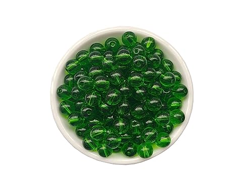 Glass Beads 6mm 140pcs Round Smooth Loose Beads for Bracelet Necklace Jewelry Making Craft DIY（6mm, 50602 Green） - color: Green, size: 6mm