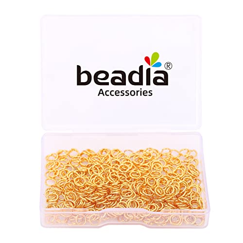 BEADIA 18K Gold Plated Jump Rings Non Tarnish 5mm 400pcs for Jewelry Making Findings - color: Gold, size: 0.7x5mm