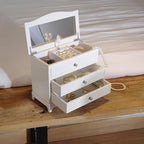 White Ballerina Musical Jewelry Box with Mirror for Girls and Women,Jewelry Storage Box, for Birthday,Valentine's Day and All Holidays,Great Gift for Daughter, Wife