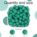 MAIBAOTA 120 Pcs Deep Green Silicone Beads - 15 mm Round Beads for Keychain, Pens, Bracelets, Necklaces - Bulk Pack with Boxed Kits - color: Deep green