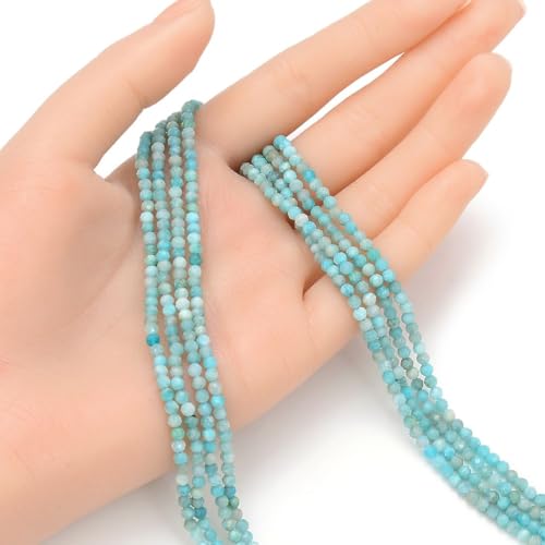 Adabele 15 Inch Natural Blue Amazonite Healing Gemstone 3mm (0.12 Inch) Tiny Small Faceted Round Loose Beads Stone Spacer (125-135pcs) for Craft Jewelry Making GK3-9 - color: Amazonite, size: 3mm (0.12") - 15 inch/1 strand
