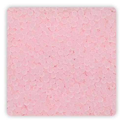 4mm Frosted Glass Seed Beads Bulk, 1000pcs Small Round Glass Bead Matte Loose Spacer Beads for Beading, Friendship Bracelet, Pendants, Key Chains, Necklaces, Hairpins, Light Pink