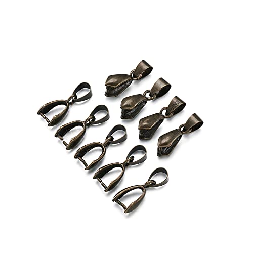 Fashewelry 200pcs Brass Pendant Pinch Bails Red Copper 8x5mm Inner Diameter Dangle Charm Clasp Clip for Top Drilled Bead Necklace Earring Jewelry Making Pin:0.9MM - color: Antique Bronze