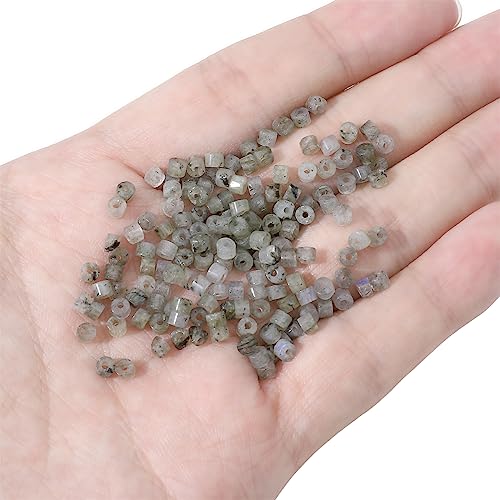 BEADIA Natural Spectrolite Short Cylinder Beads 2x3mm 155pcs Tube Loose Semi Gemstone Beads for Jewelry Making Design - color: Spectrolite