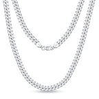 OCHCOH 925 Sterling Silver Clasp 3mm3.5mm4mm5mm7mm Cuban Link Chain Necklace for Men Diamond Cut Silver Chain Necklace for Women 16 18 20 22 24 26 28 30 Inch - size: 26 Inch, style: 7mm