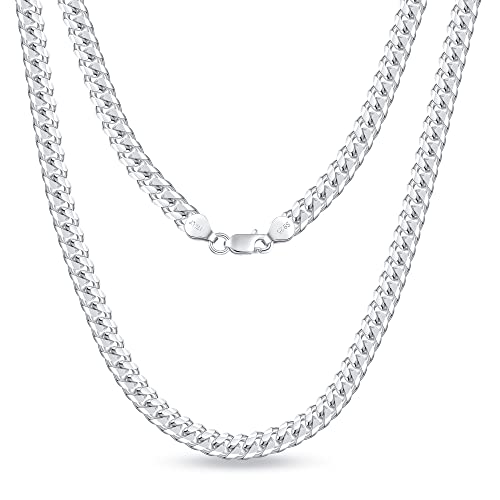 OCHCOH 925 Sterling Silver Clasp 3mm3.5mm4mm5mm7mm Cuban Link Chain Necklace for Men Diamond Cut Silver Chain Necklace for Women 16 18 20 22 24 26 28 30 Inch - size: 30 Inch, style: 7mm