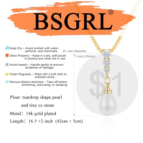 Pearl Necklace for Women- 14K Gold-plated/White Gold-plated Dainty Pearl Necklace for Women - color: Gold CZ pearl 374