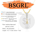 Pearl Necklace for Women- 14K Gold-plated/White Gold-plated Dainty Pearl Necklace for Women - color: Gold CZ pearl 374