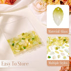 Beadthoven 136pcs Fall Leaf Beads Yellow Green Glass Crystal Small Tree Leaf Bead Charm Thanksgiving Day Transparent Fall Autumn Leaves Craft Spacers for DIY Jewelry Making Bracelet Hair Accessory - color: Yellow Green