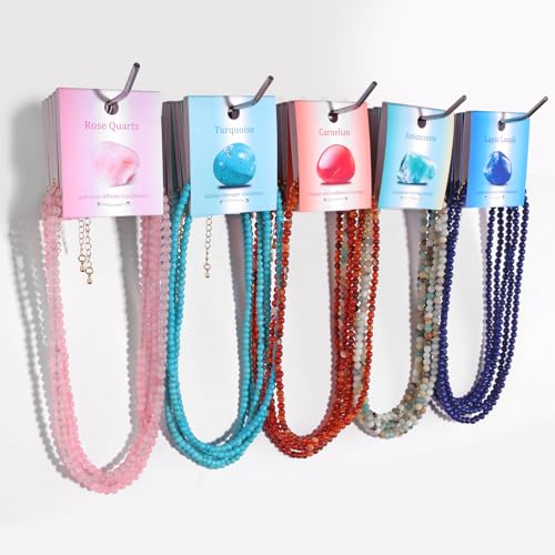 Crystal Choker Necklaces for Women,4mm Handmade Natural Stone Choker Beaded Necklace Healing Crystal Necklace Gemstone Bead Necklaces for Women - color: Amazonite