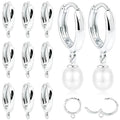 stino 16Pcs Huggie Earring Hooks for Jewelry Making, Brass Earring Hoops Clasps, Findings & Supplies(Silver Plated) - color: Silver Plated