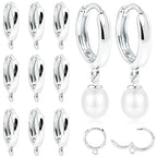 stino 16Pcs Huggie Earring Hooks for Jewelry Making, Brass Earring Hoops Clasps, Findings & Supplies(Silver Plated) - color: Silver Plated