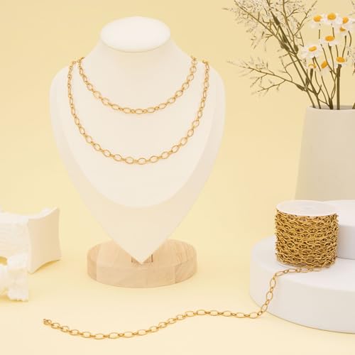 Jabogrii 16.4 Feet Stainless Steel Chain for Jewelry Making Gold DIY Craft Rhombic Jewelry Making Chain Supplies - color: Rhombic Gold