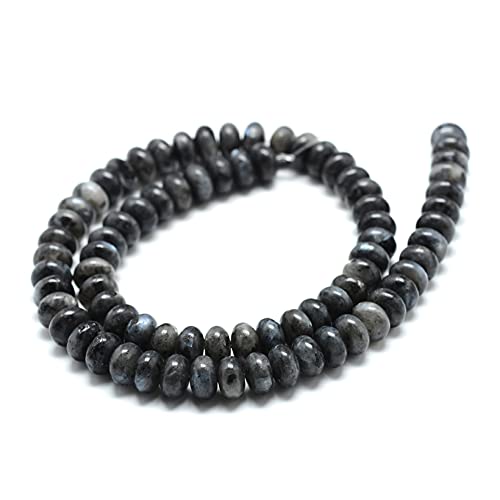 Cheriswelry 75pcs/Strand 8mm Rondelle Natural Labradorite Stone Beads Gemstone Loose Spacer Abacue Beads Charms for DIY Craft Earring Bracelet Necklace Jewelry Making Supplies - color: Natural Labradorite*3